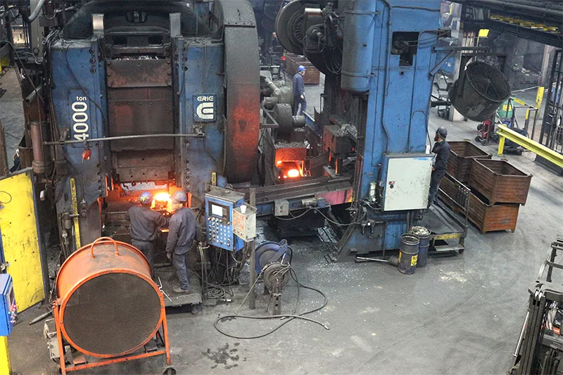 Overhead view of the forging press floor